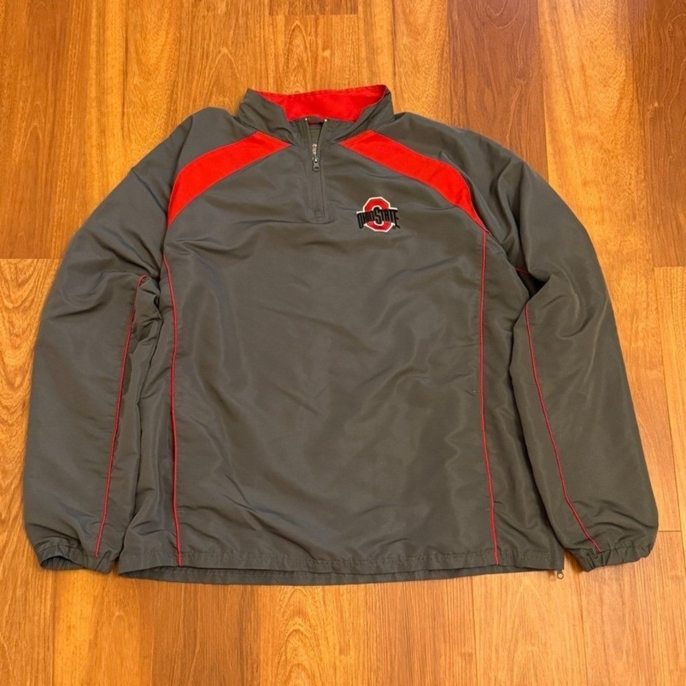 Varsity Ohio State Buckeyes Windbreaker Quarter Zip Jacket Men's Size XL